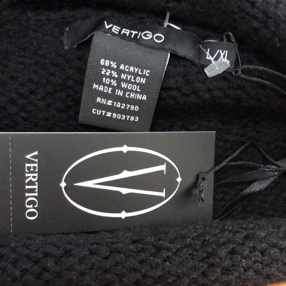 VERTIGO Black Oversized Wrap Cardigan Wool Bleed - Picture 7 of 7